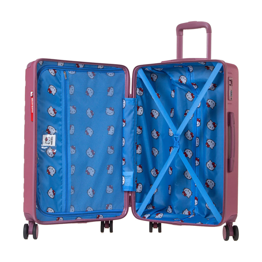Set de 3 valises Hello Kitty Kuririn Rose, valise M ouverte, intérieur