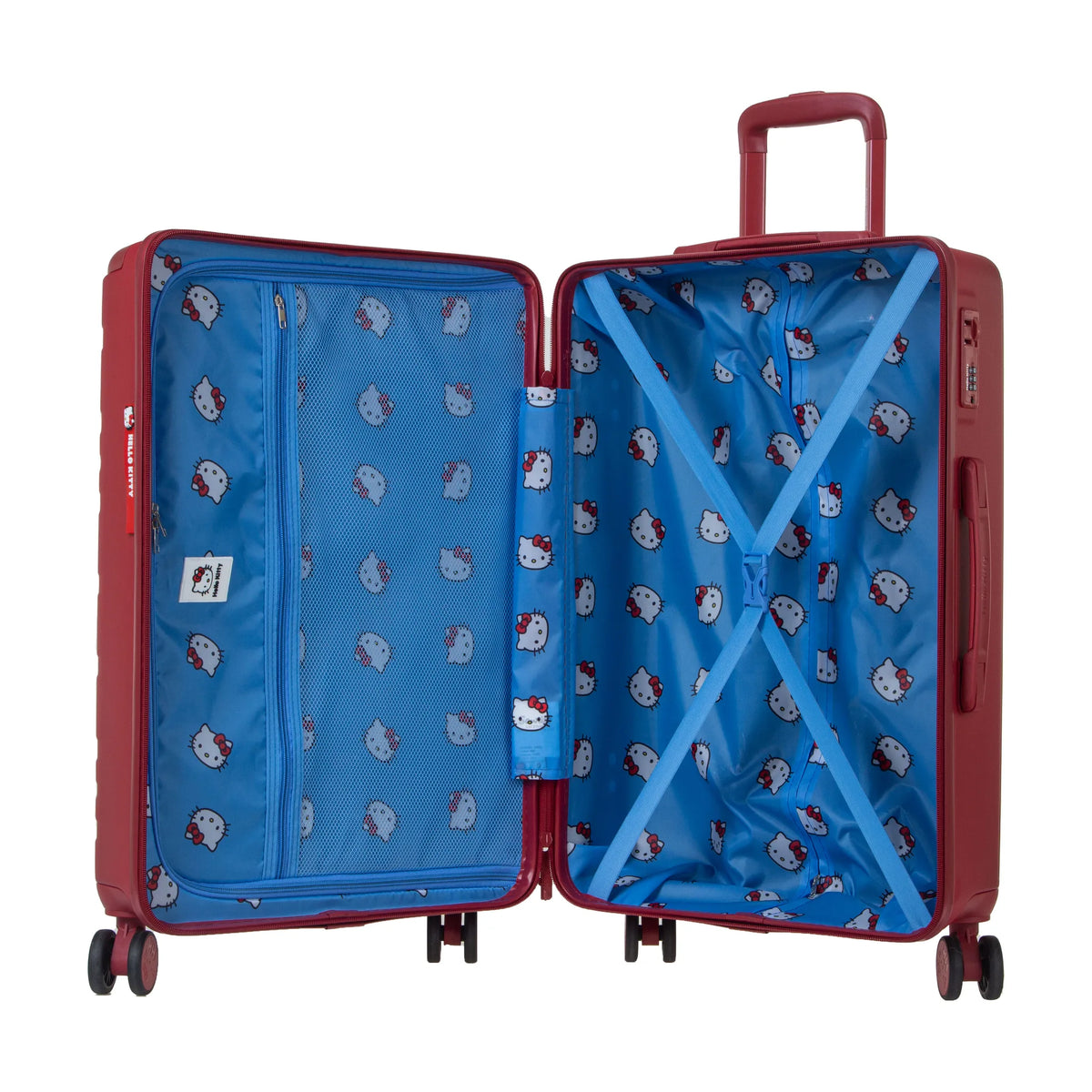 Set de 3 valises Hello Kitty Kuririn Rouge, valise M ouverte, intérieur