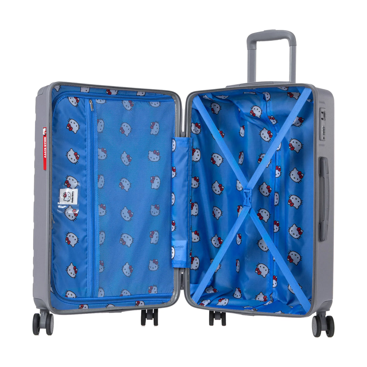 Set de 3 valises Hello Kitty Kuririn Argent, valise M ouverte, intérieur