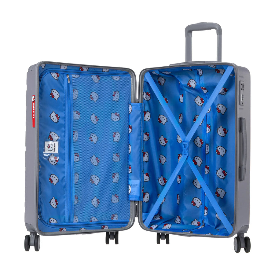 Set de 3 valises Hello Kitty Kuririn Argent, valise M ouverte, intérieur