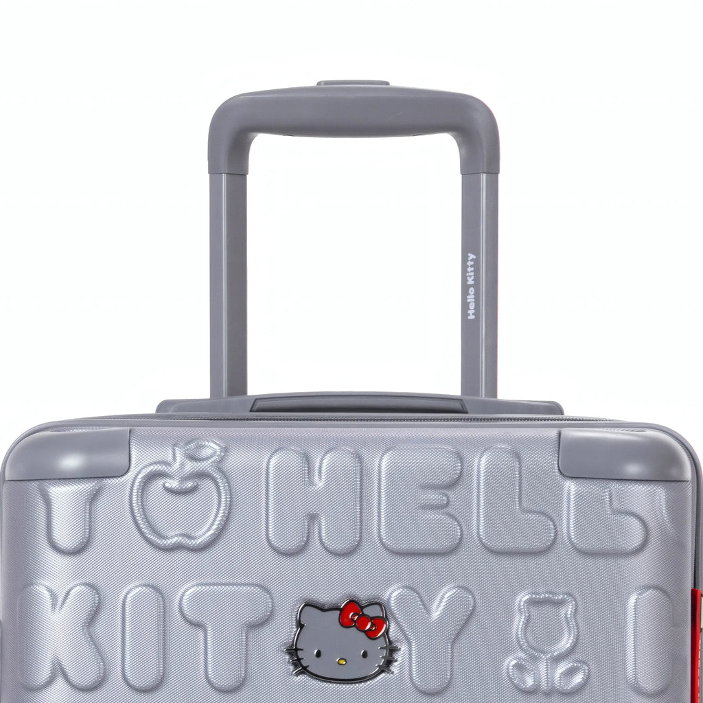 Set de 3 valises Hello Kitty Kuririn Argent, détail poignée télescopique