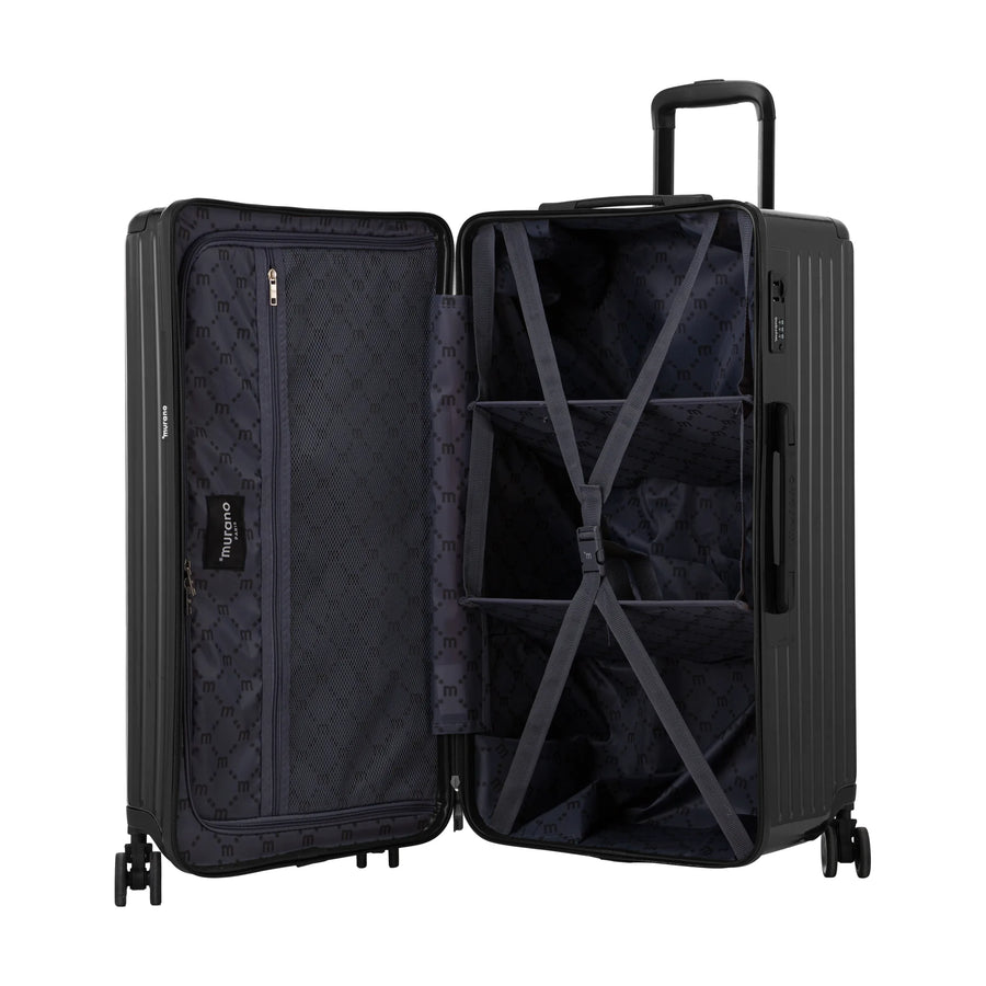Valise Murano Rio Trunk L Noir, valise M ouverte, intérieur