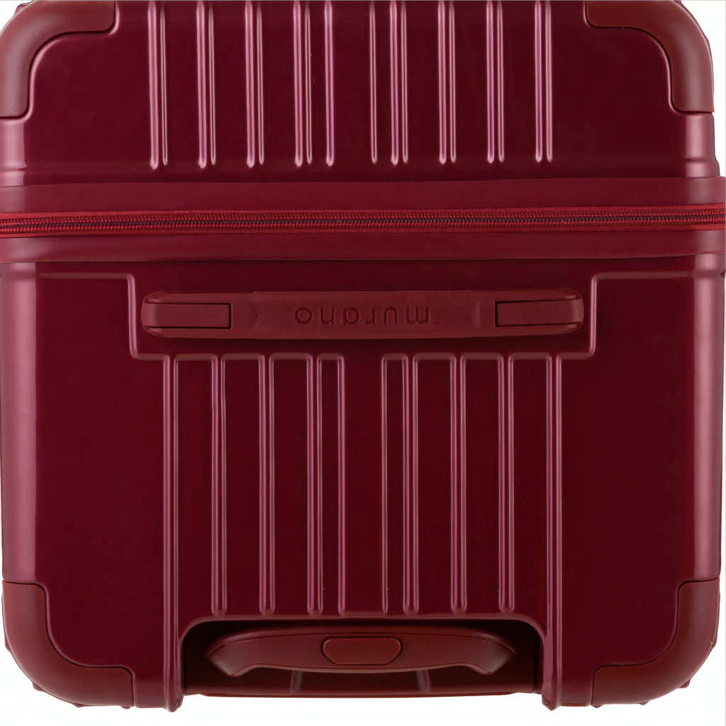 Valise Murano Rio Trunk L Rouge foncé, détail poignée latérale et dessous