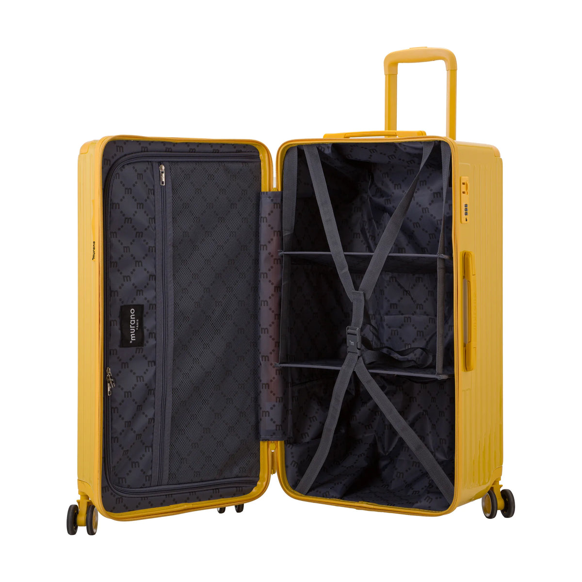 Valise Murano Rio Trunk L Jaune foncé, valise M ouverte, intérieur