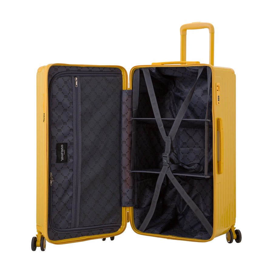Valise Murano Rio Trunk L Jaune foncé, valise M ouverte, intérieur