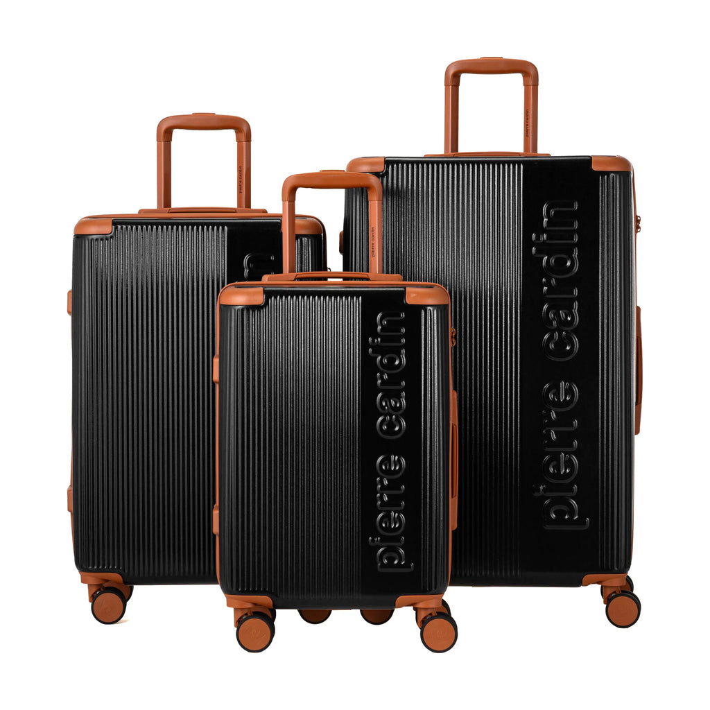Set de 3 valises + 2 sacs Pierre Cardin Berlin Noir, les 3 valises 52, 65 et 75 cm