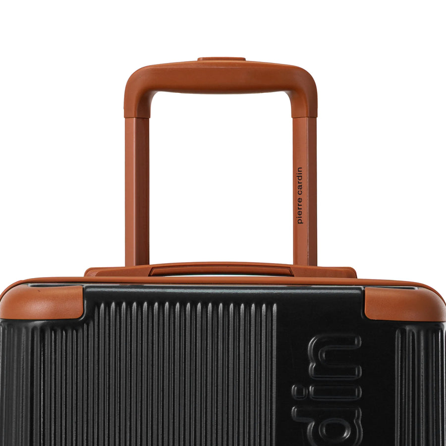 Set de 3 valises + 2 sacs Pierre Cardin Berlin Noir, détail poignée télescopique