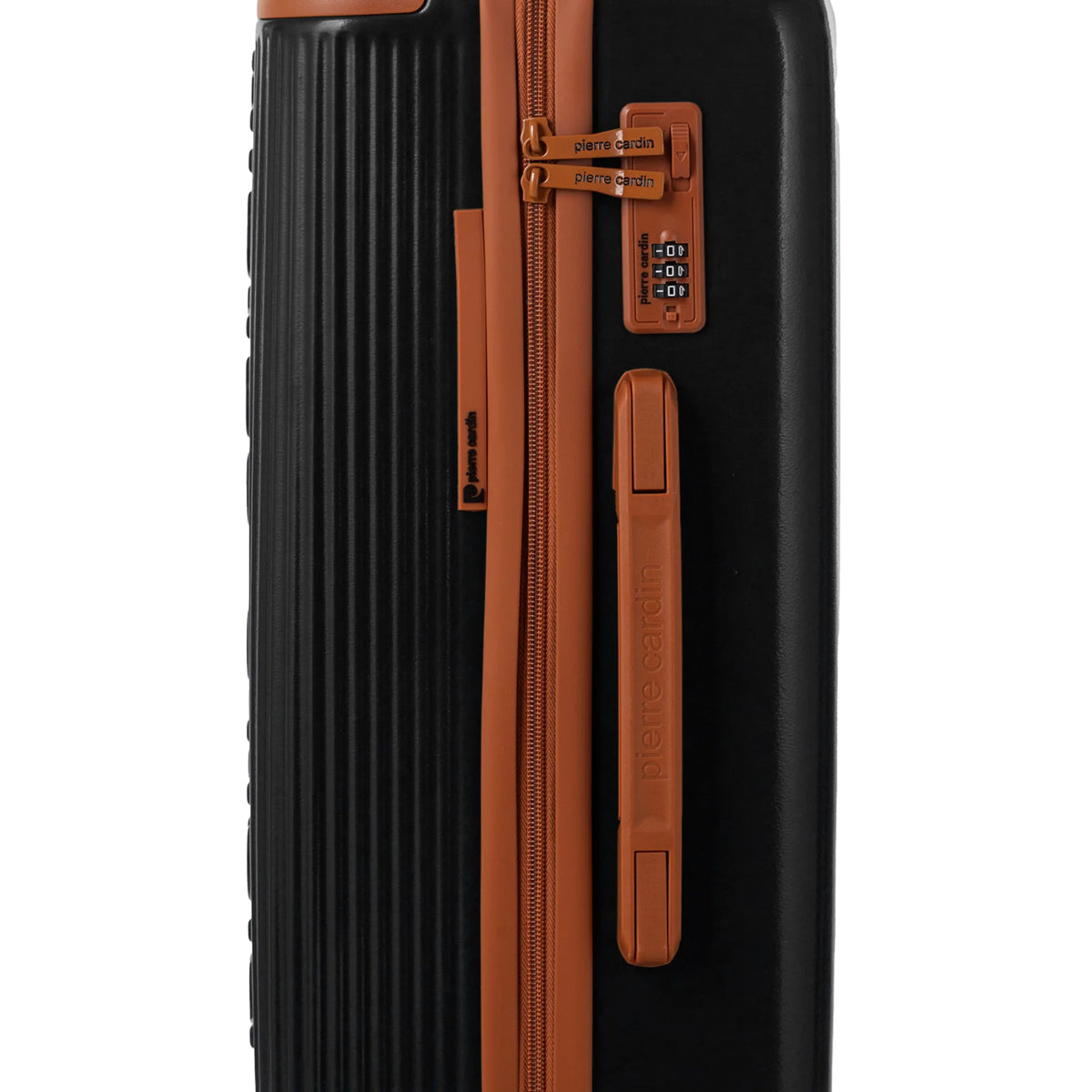 Set de 3 valises + 2 sacs Pierre Cardin Berlin Noir, détail cadenas à combinaison 3 chiffres