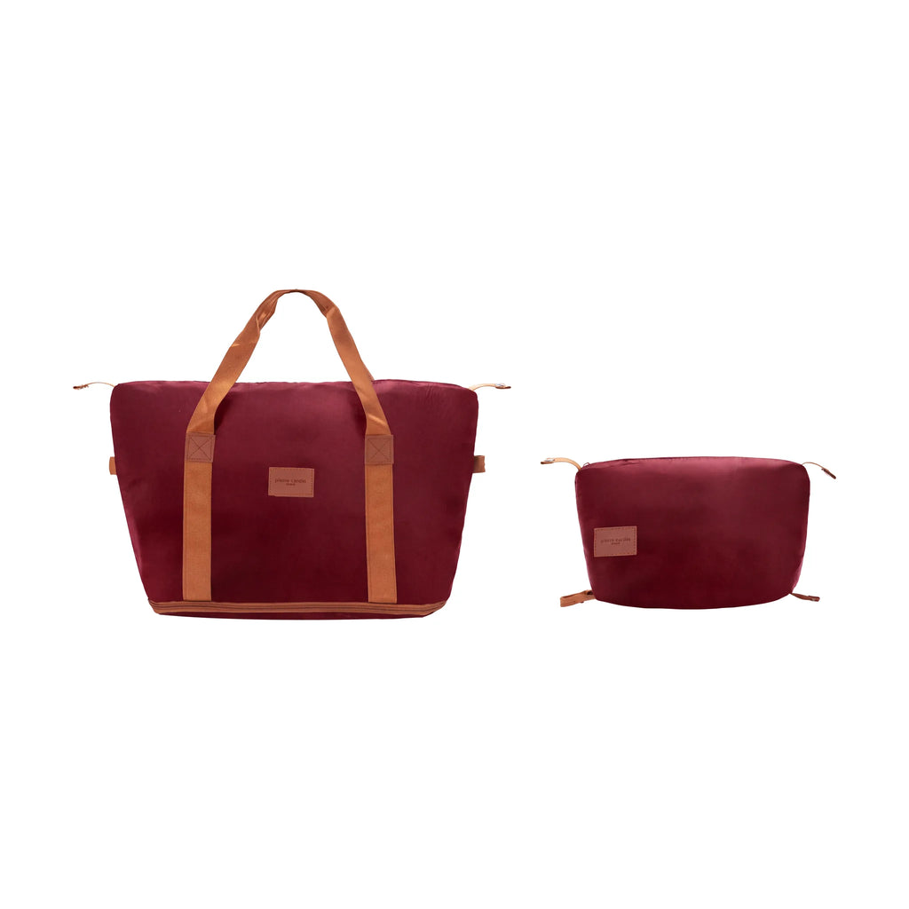 Set de 3 valises + 2 sacs Pierre Cardin Berlin Rouge foncé, sac de voyage et trousse de toilette assortis