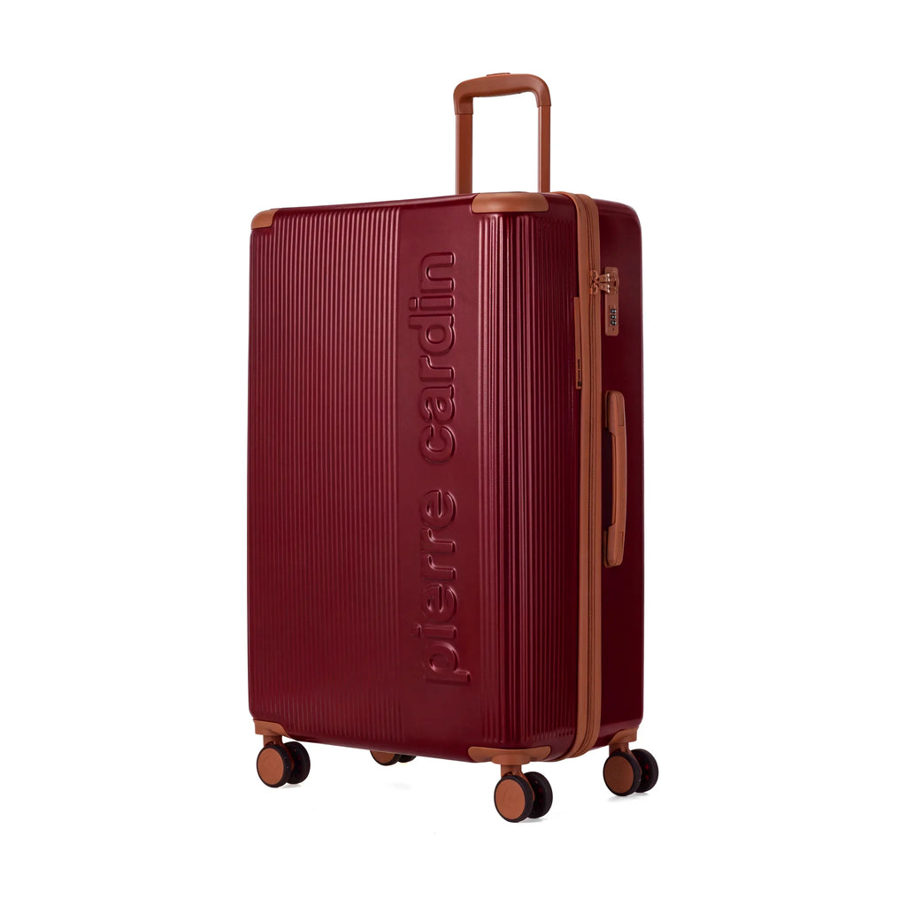 Set de 3 valises + 2 sacs Pierre Cardin Berlin Rouge foncé, valise de trois quarts