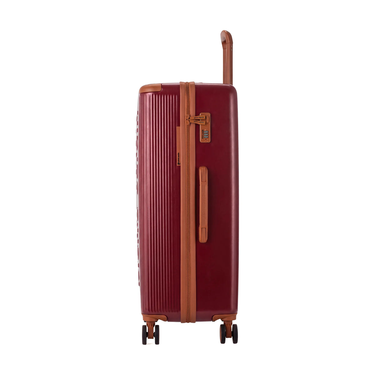 Set de 3 valises + 2 sacs Pierre Cardin Berlin Rouge foncé, valise de côté, poignée latérale