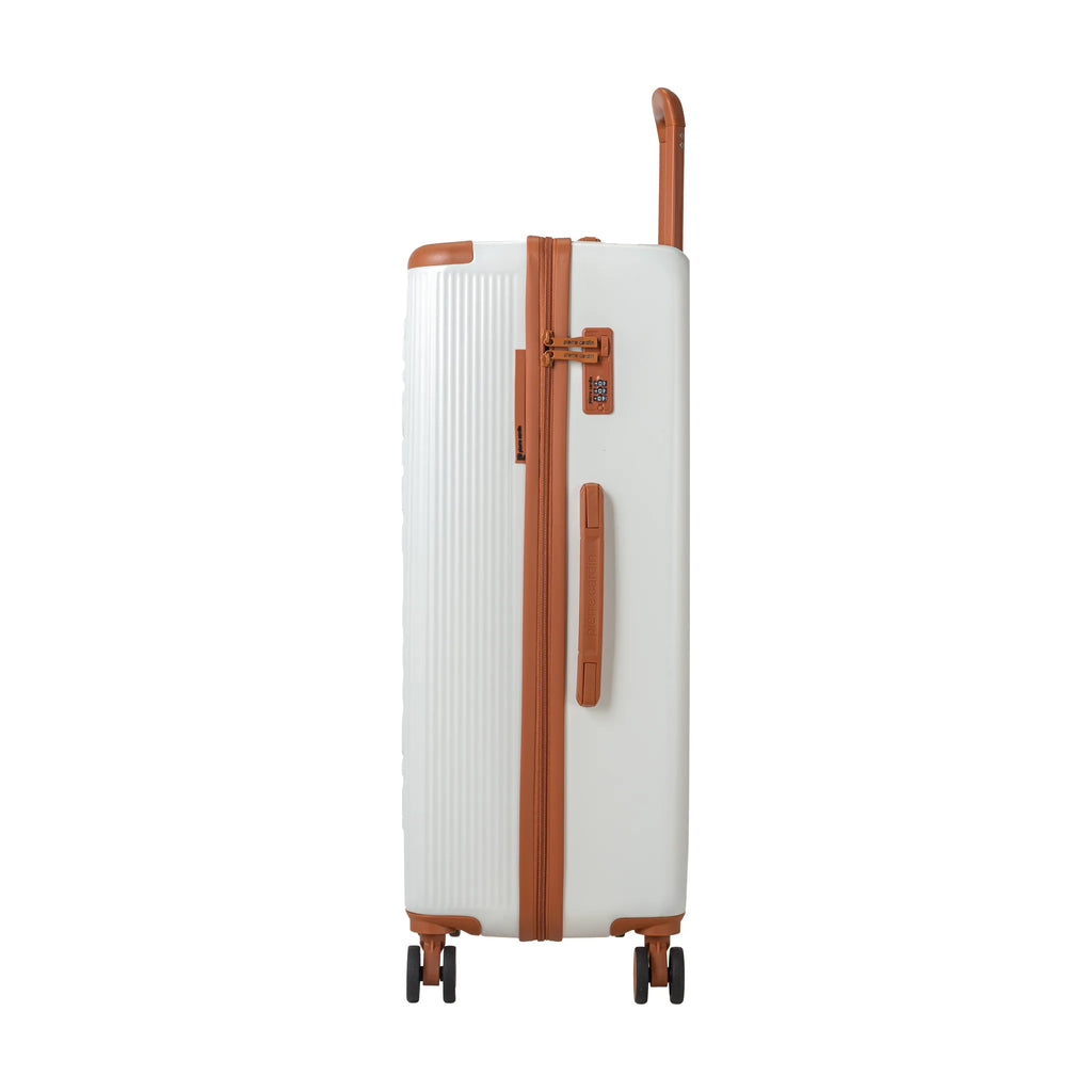 Set de 3 valises + 2 sacs Pierre Cardin Berlin Ivoire, valise de côté, poignée latérale