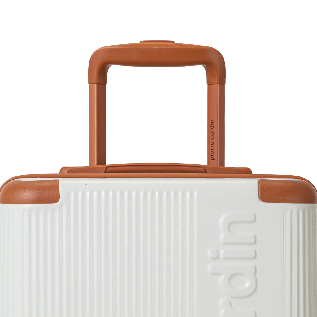 Set de 3 valises + 2 sacs Pierre Cardin Berlin Ivoire, détail poignée télescopique