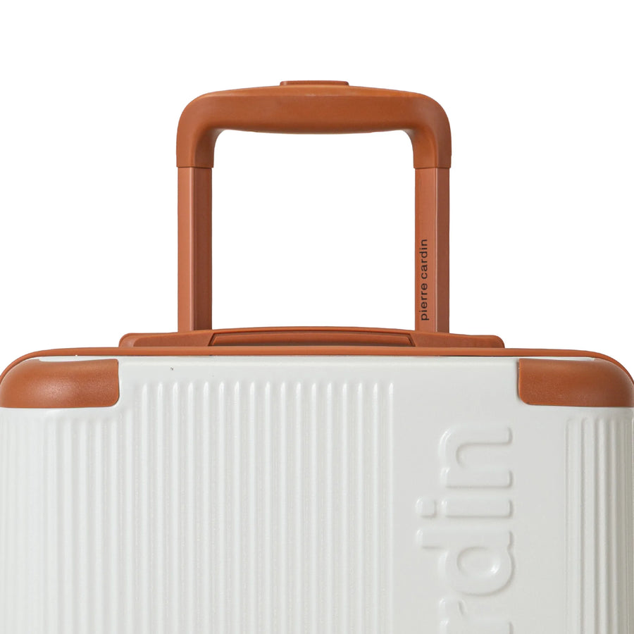 Set de 3 valises + 2 sacs Pierre Cardin Berlin Ivoire, détail poignée télescopique