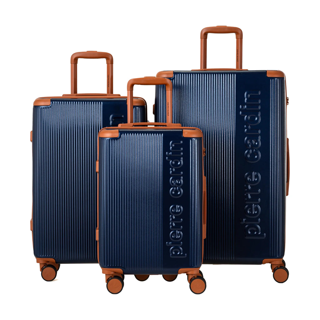 Set de 3 valises + 2 sacs Pierre Cardin Berlin Bleu marine, les 3 valises 52, 65 et 75 cm