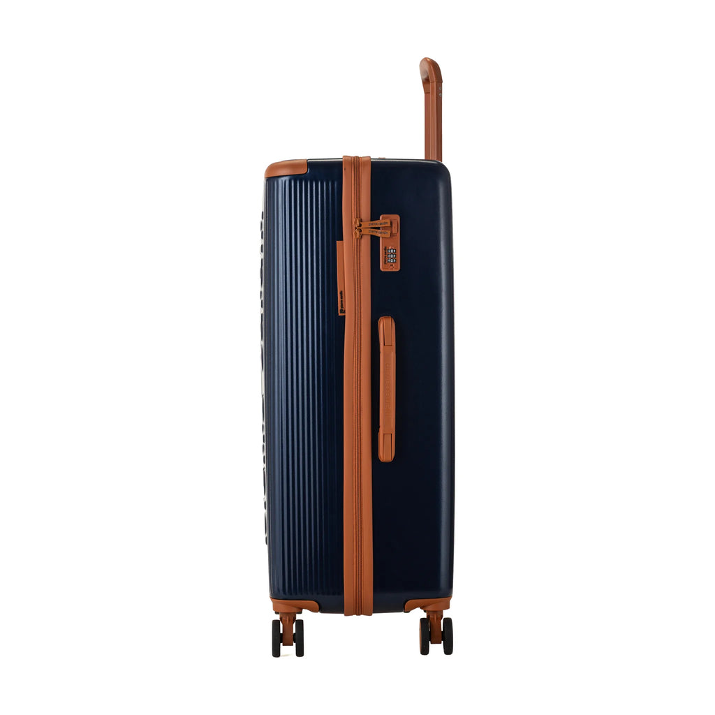 Set de 3 valises + 2 sacs Pierre Cardin Berlin Bleu marine, valise de côté, poignée latérale