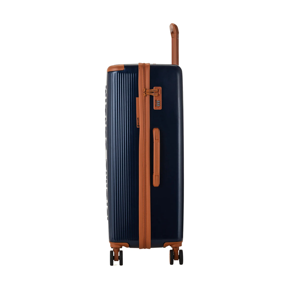 Set de 3 valises + 2 sacs Pierre Cardin Berlin Bleu marine, valise de côté, poignée latérale