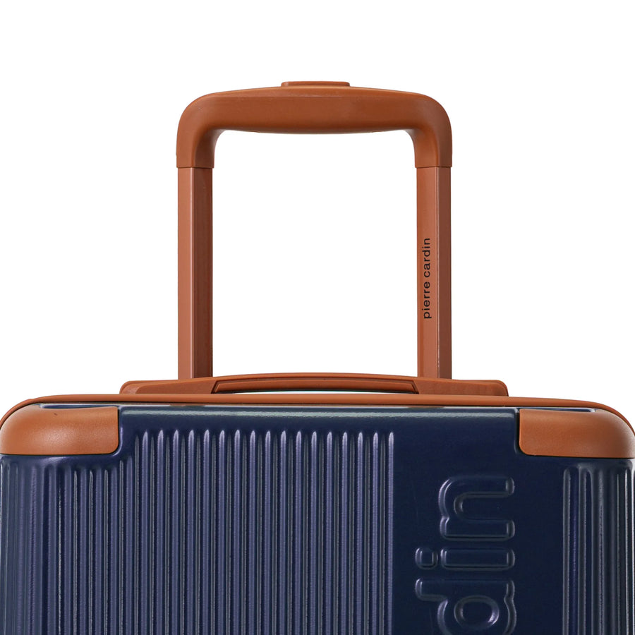 Set de 3 valises + 2 sacs Pierre Cardin Berlin Bleu marine, détail poignée télescopique