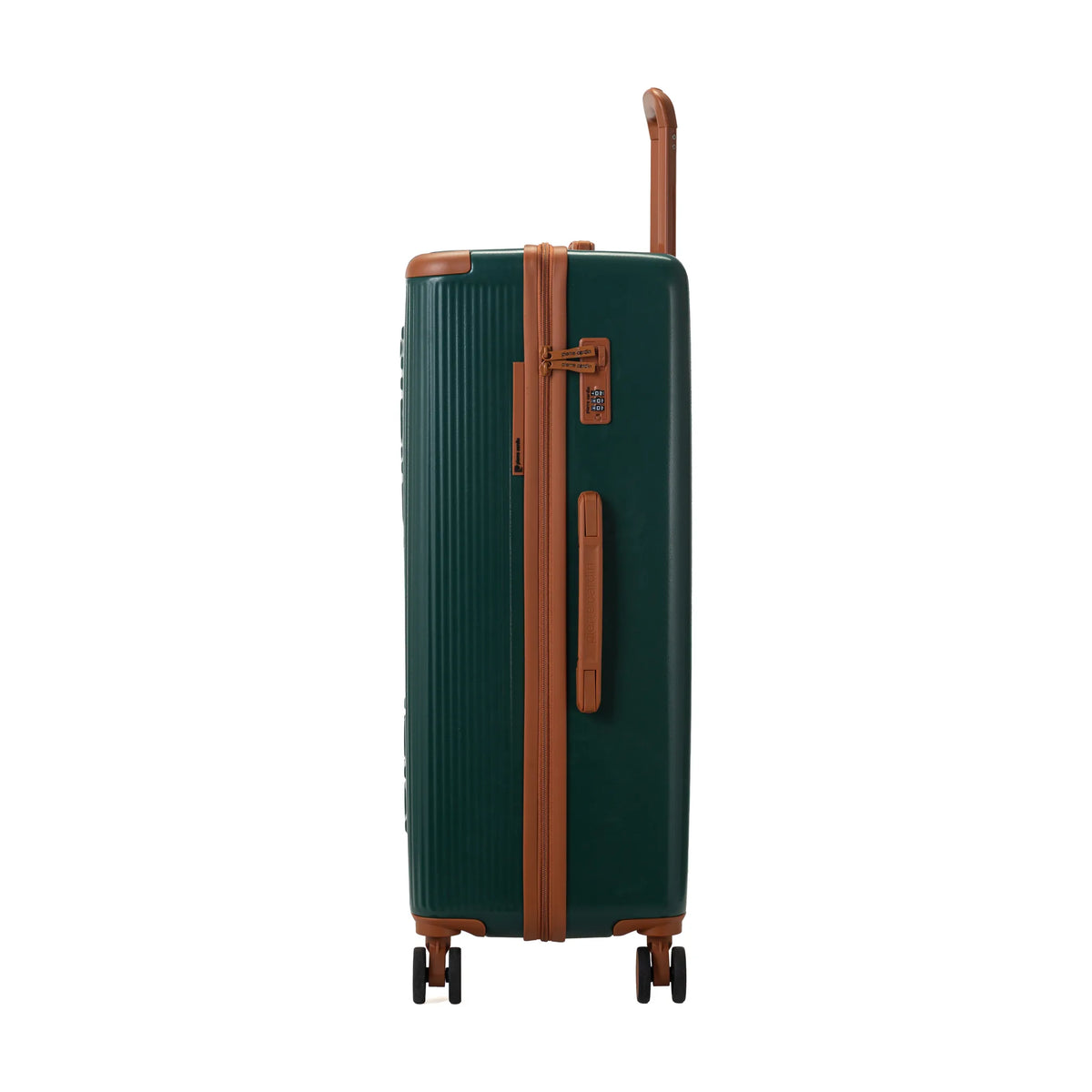 Set de 3 valises + 2 sacs Pierre Cardin Berlin Vert sapin, valise de côté, poignée latérale