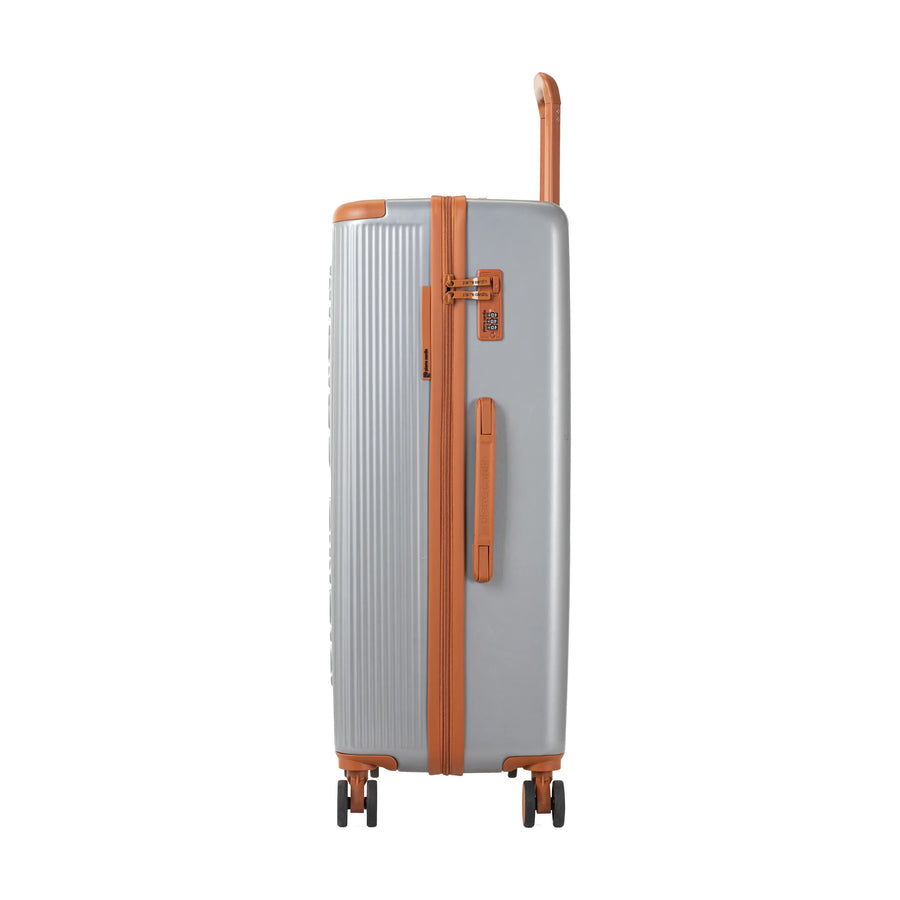 Set de 3 valises + 2 sacs Pierre Cardin Berlin Argent, valise de côté, poignée latérale