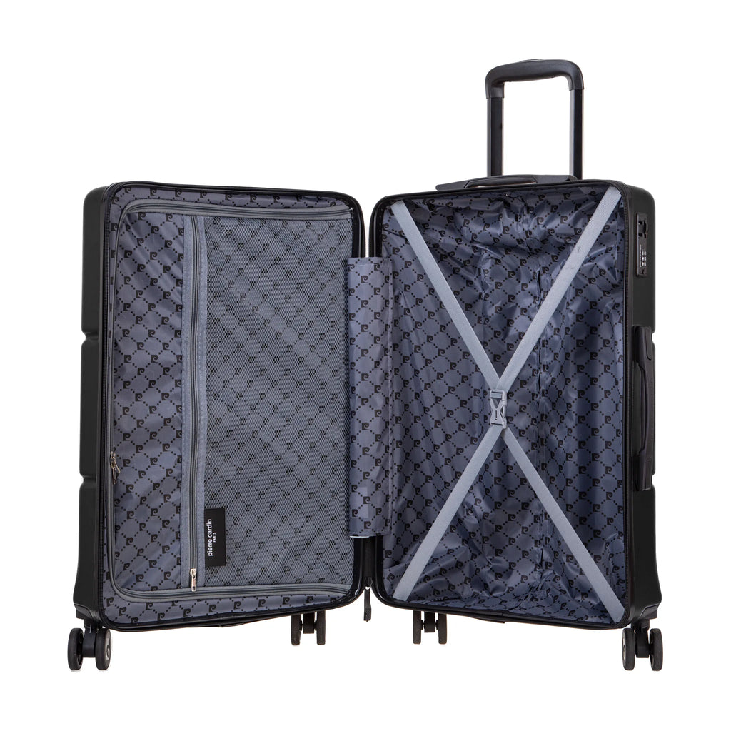 Set de 2 valises Pierre Cardin Intense Noir, valise M ouverte, intérieur