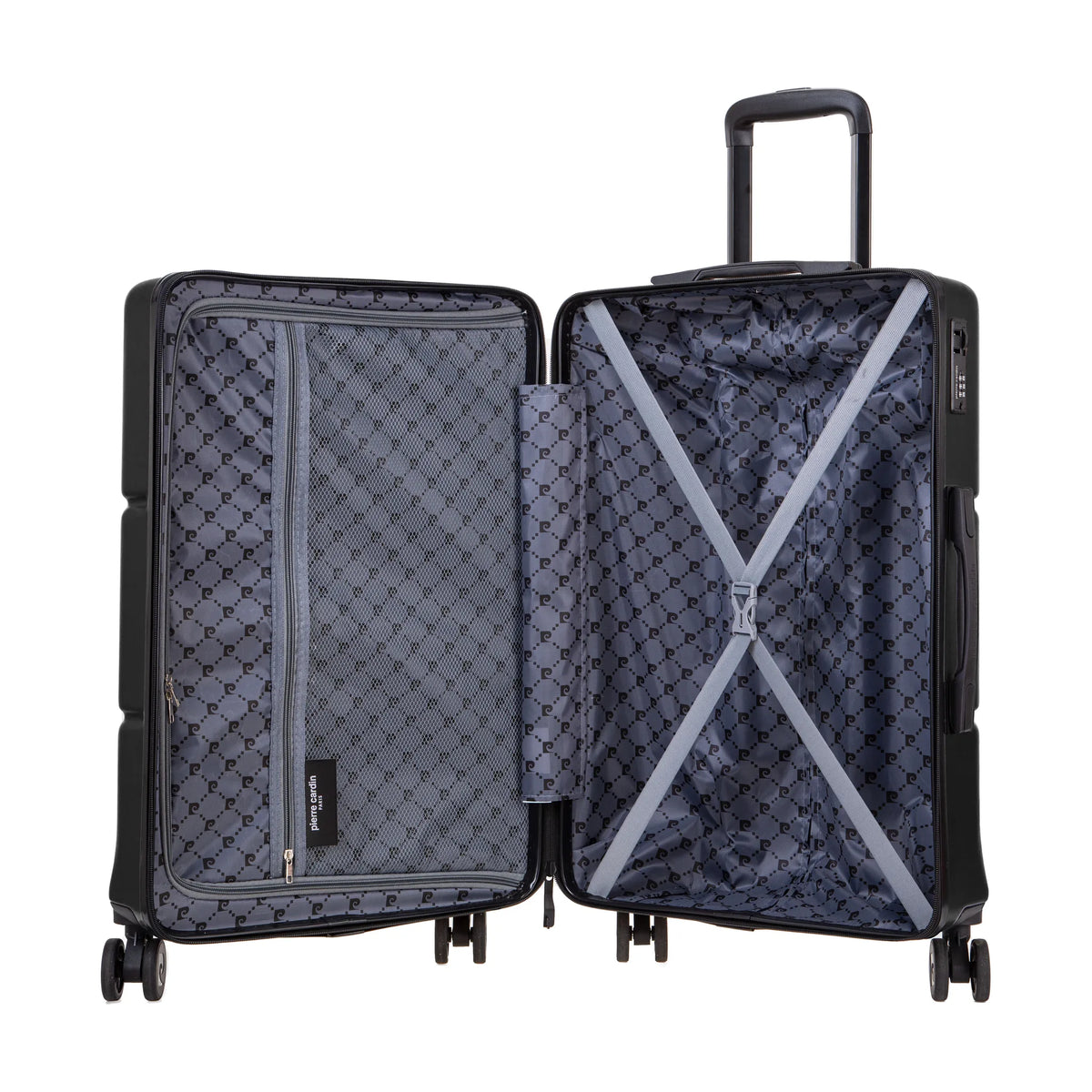 Set de 2 valises Pierre Cardin Intense Noir, valise M ouverte, intérieur