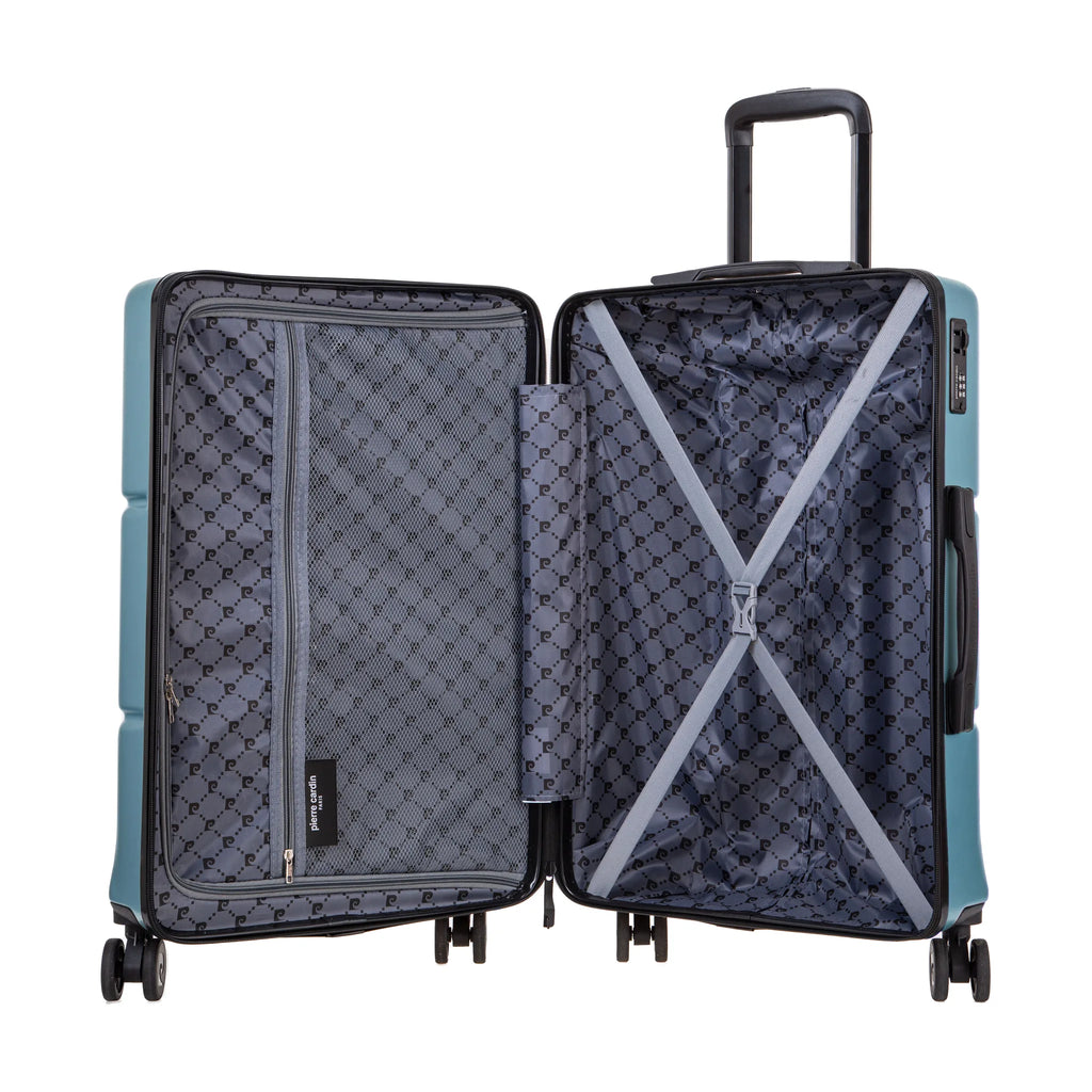 Set de 2 valises Pierre Cardin Intense Bleu grisé, valise M ouverte, intérieur