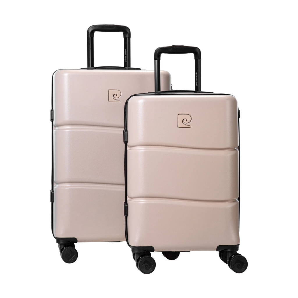 Set de 2 valises Pierre Cardin Intense Champagne, vue de trois quarts du lot
