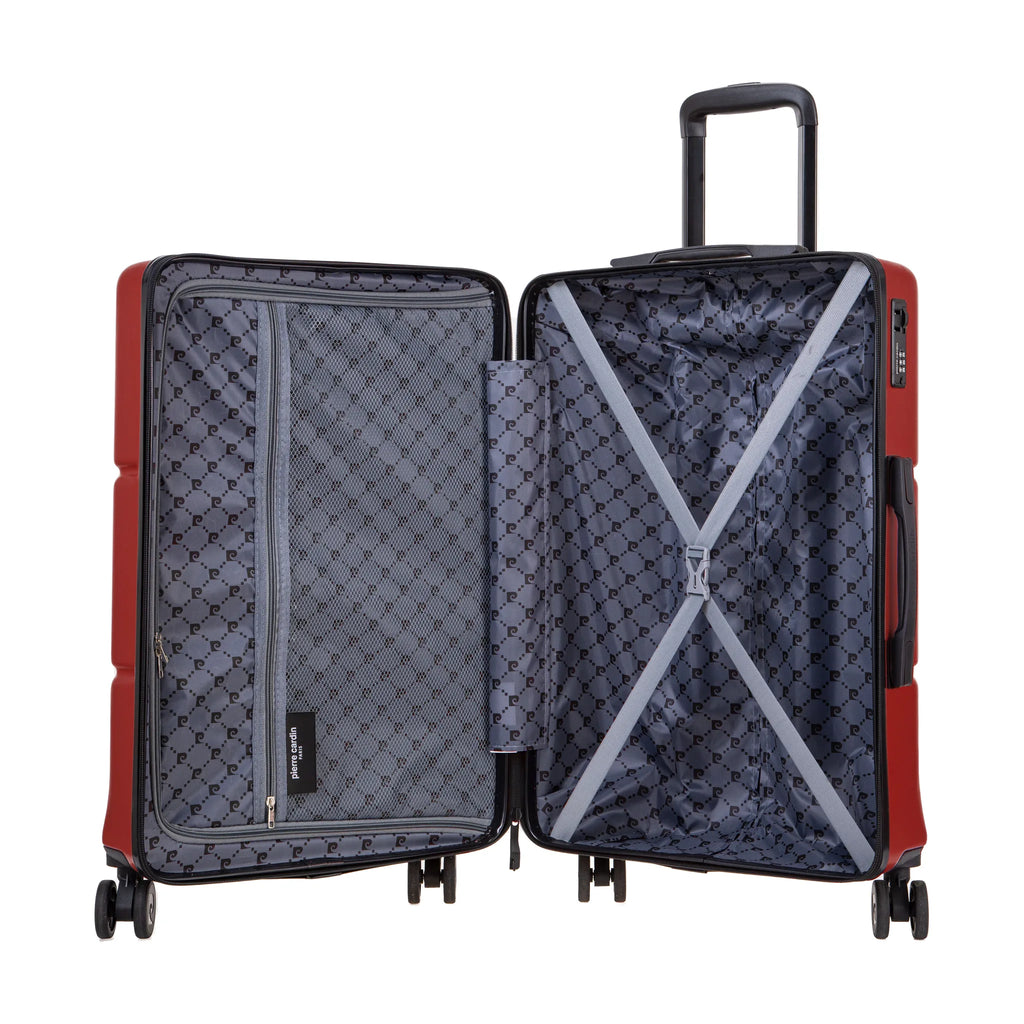 Set de 2 valises Pierre Cardin Intense Rouge foncé, valise M ouverte, intérieur