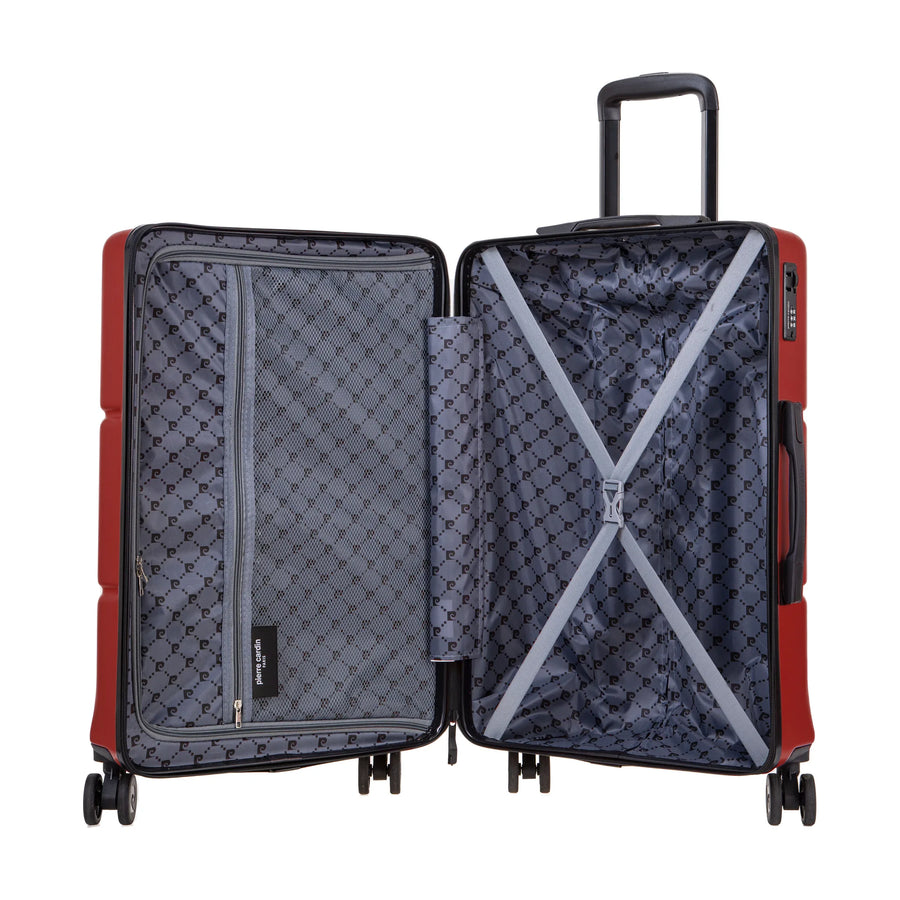 Set de 2 valises Pierre Cardin Intense Rouge foncé, valise M ouverte, intérieur
