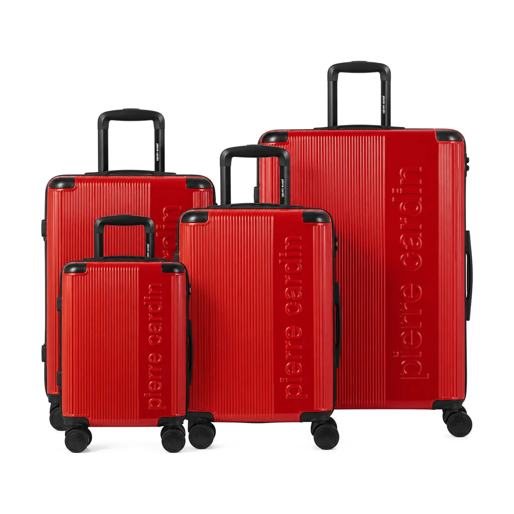 Set de 4 valises Pierre Cardin Berlin Rouge foncé, vue de trois quarts du set