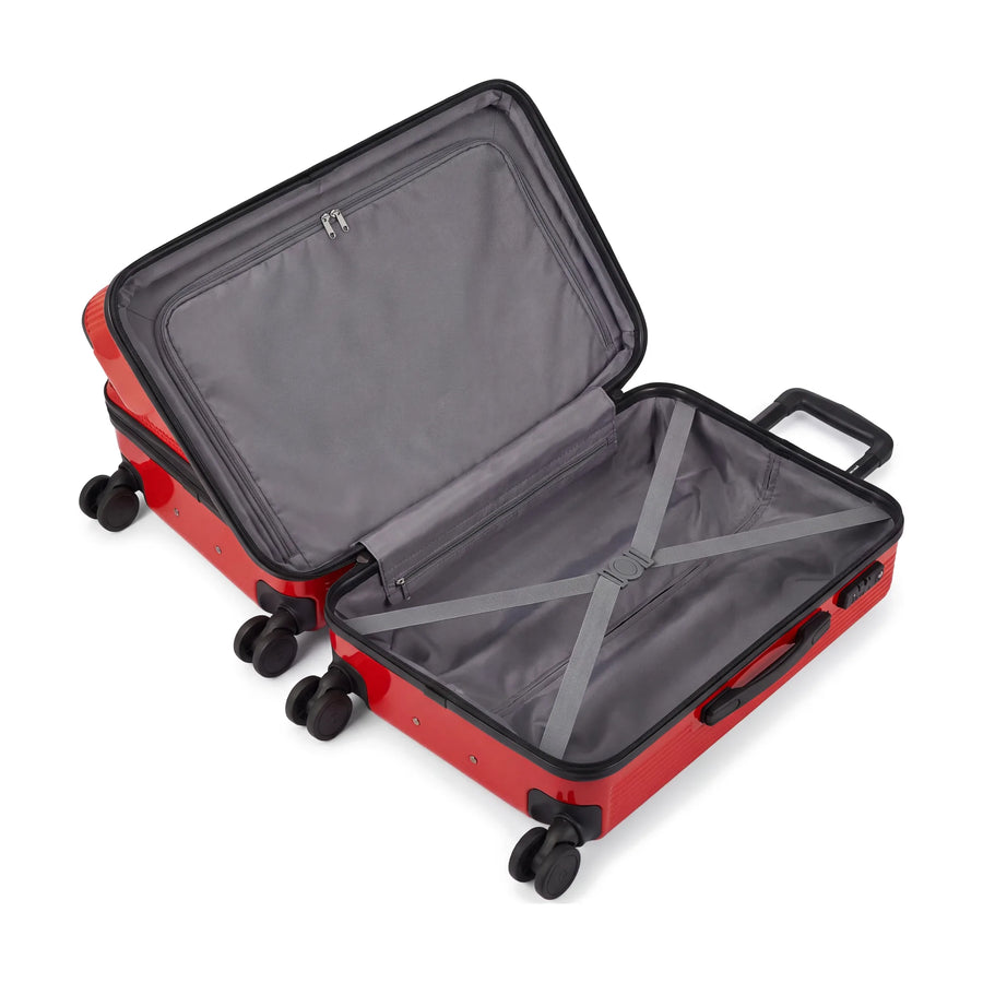 Set de 4 valises Pierre Cardin Berlin Rouge foncé, valise ouverte, intérieur