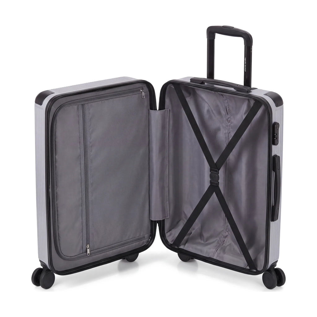 Set de 4 valises Pierre Cardin Berlin Argent, valise ouverte, intérieur