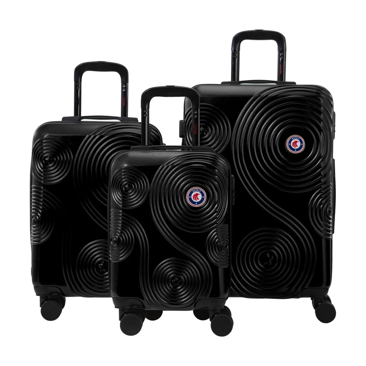 Set de 3 valises Rafale GPS Noir, vue de trois quarts du lot