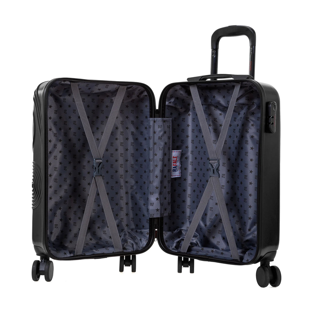 Set de 3 valises Rafale GPS Noir, valise M ouverte, intérieur