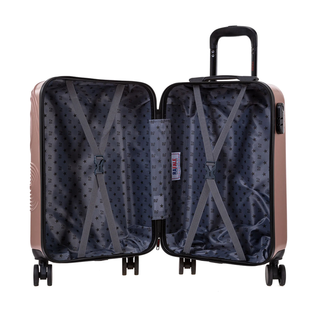 Set de 3 valises Rafale GPS Rose doré, valise M ouverte, intérieur