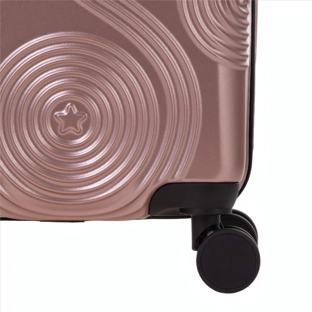 Set de 3 valises Rafale GPS Rose doré, détail roue double