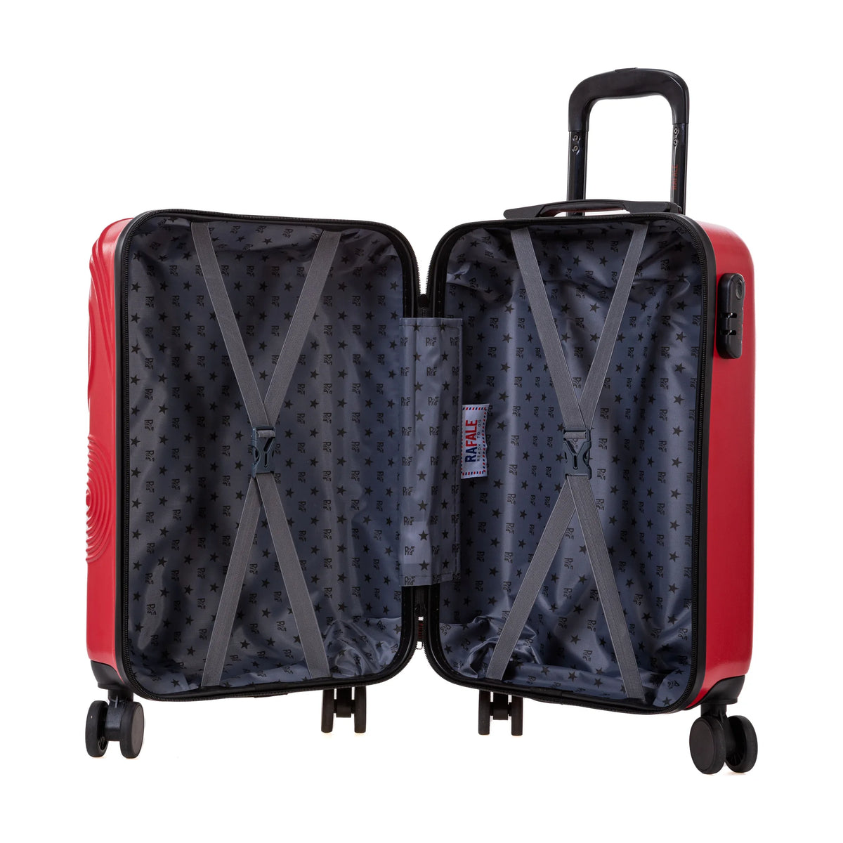 Set de 3 valises Rafale GPS Rouge, valise M ouverte, intérieur