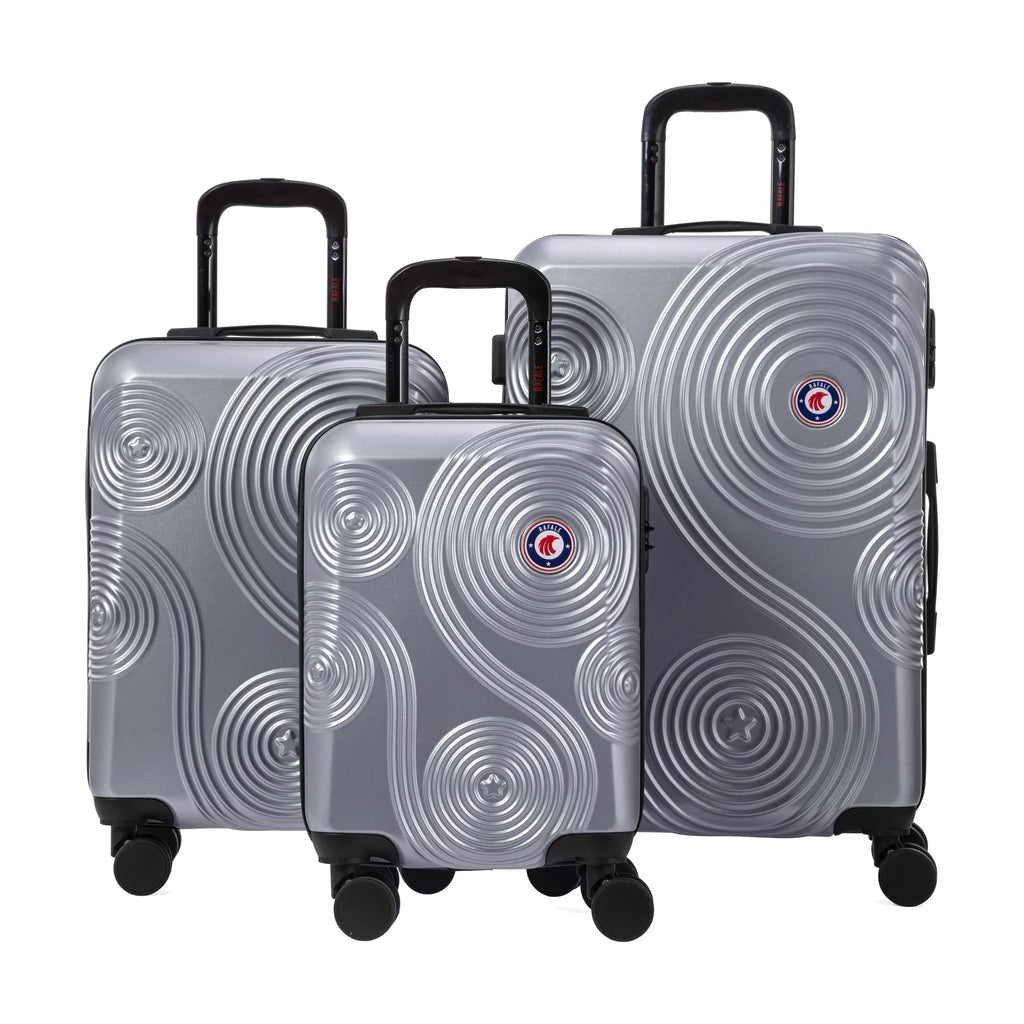 Rafale GPS 3-piece luggage set, Silver, three-quarter view of the set