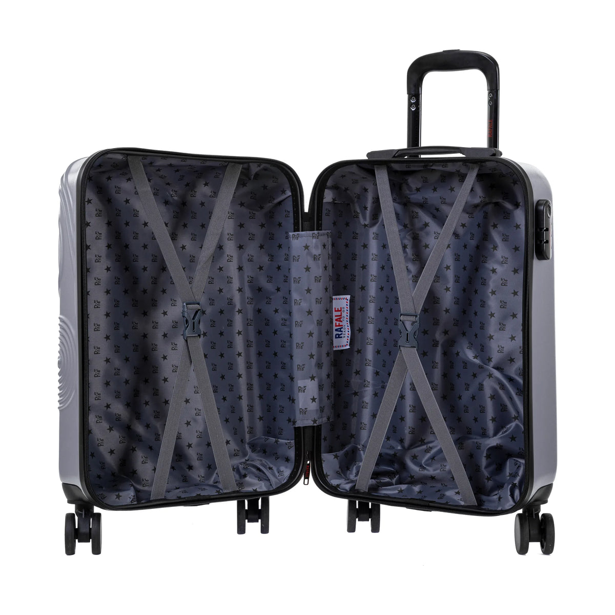 Set de 3 valises Rafale GPS Argent, valise M ouverte, intérieur