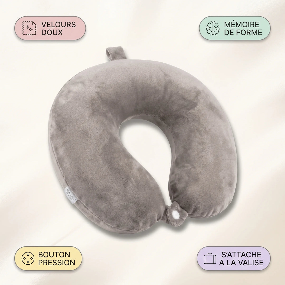 Coussin nuque de voyage Gris, Gris, points clés