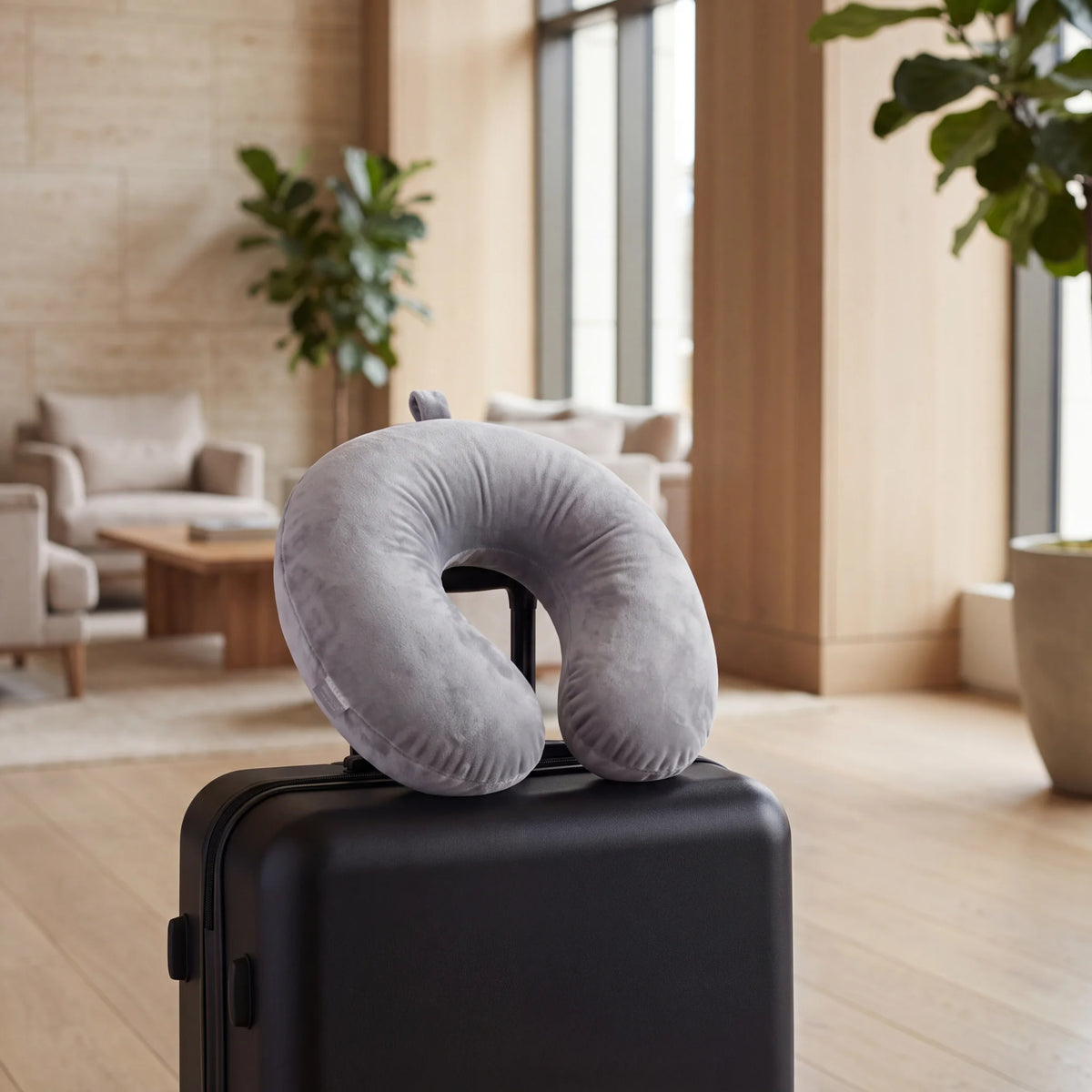 Coussin nuque de voyage Gris, Gris, en situation, vue 2