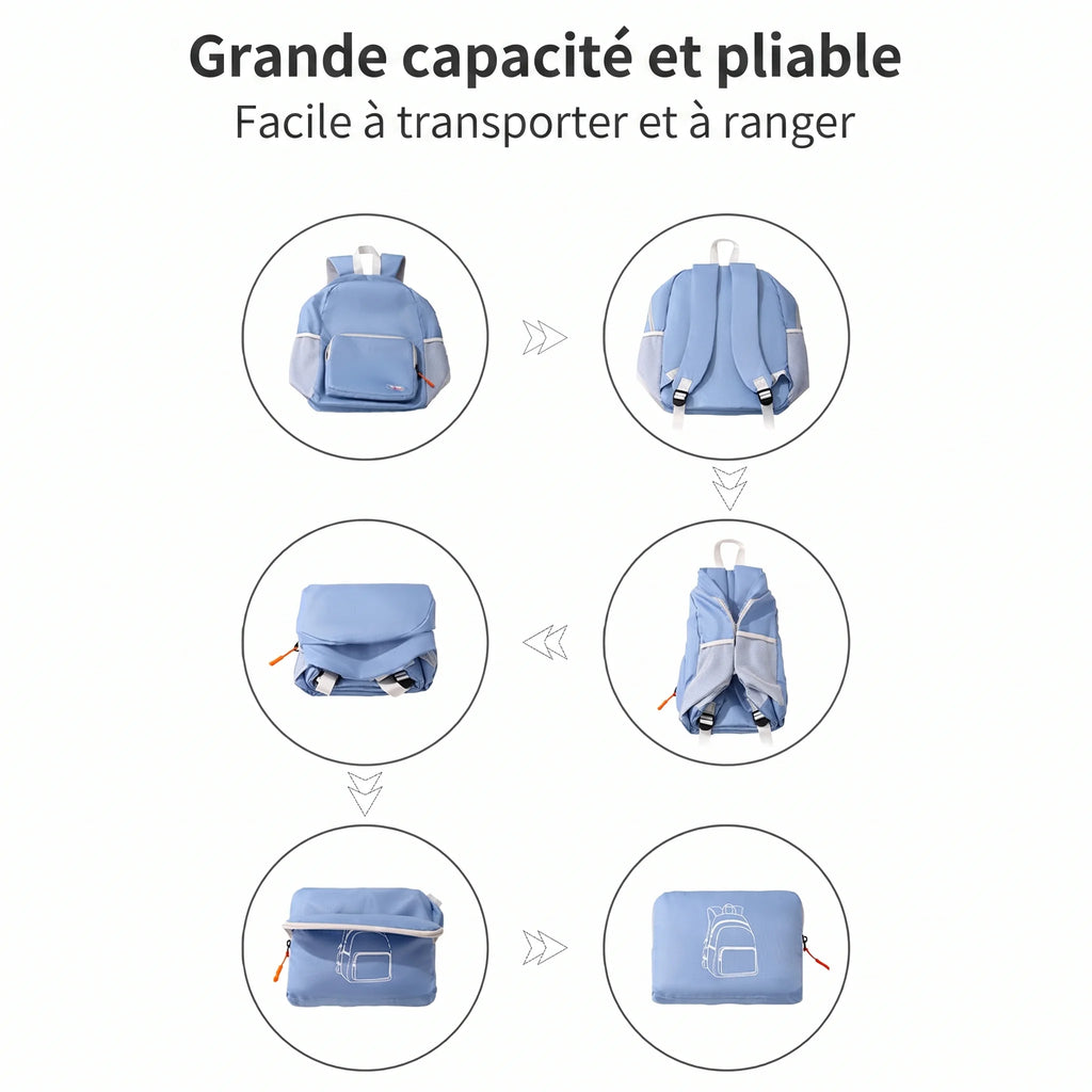 Sac à dos pliable de voyage Marine, pliage