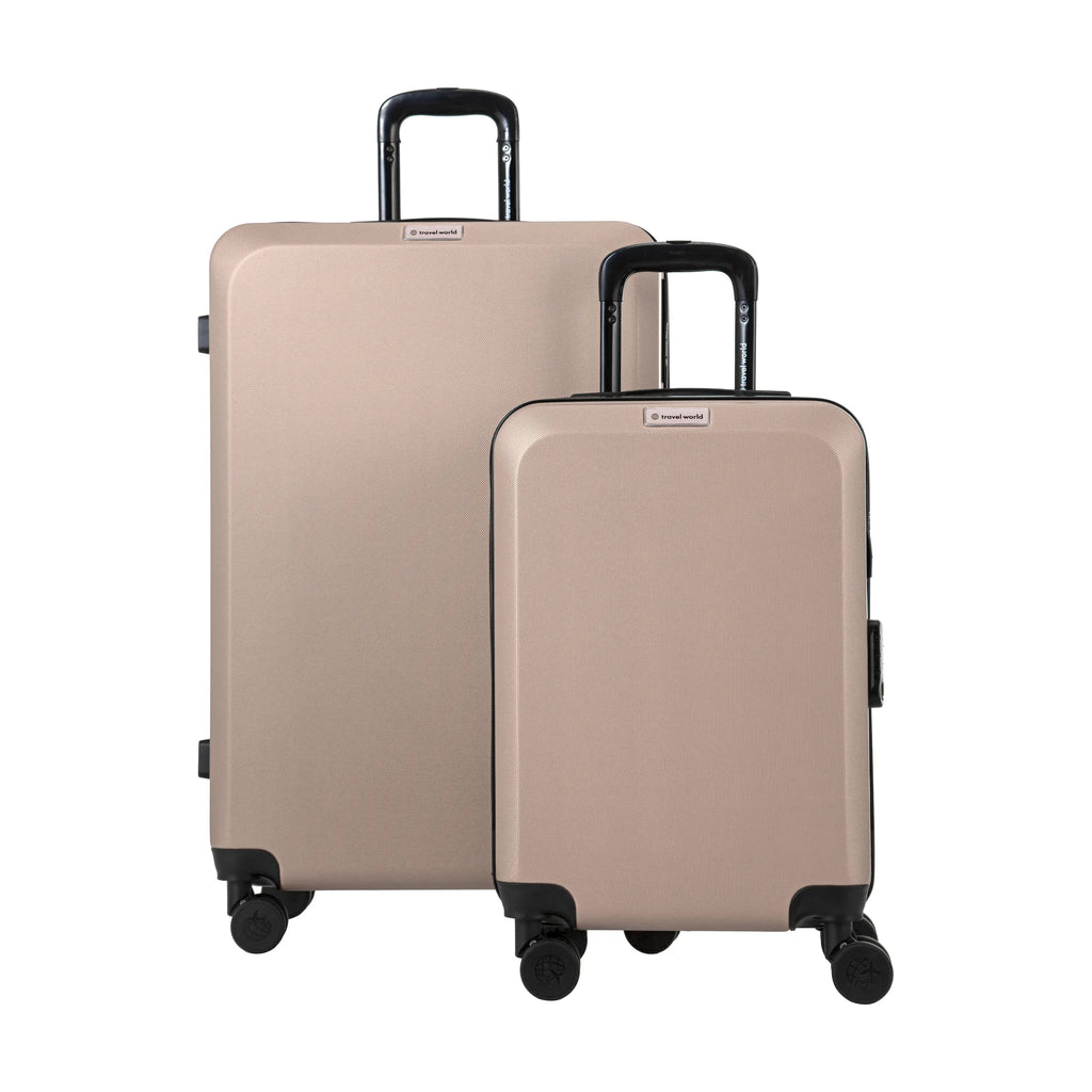 Set de 2 valises Travel World ACA Champagne, vue de trois quarts du lot