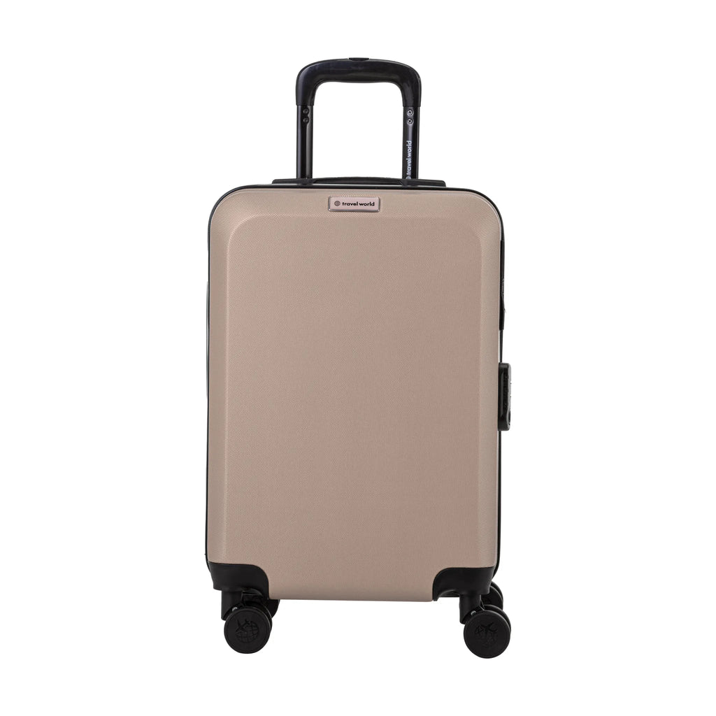 Set de 2 valises Travel World ACA Champagne, valise cabine S de face