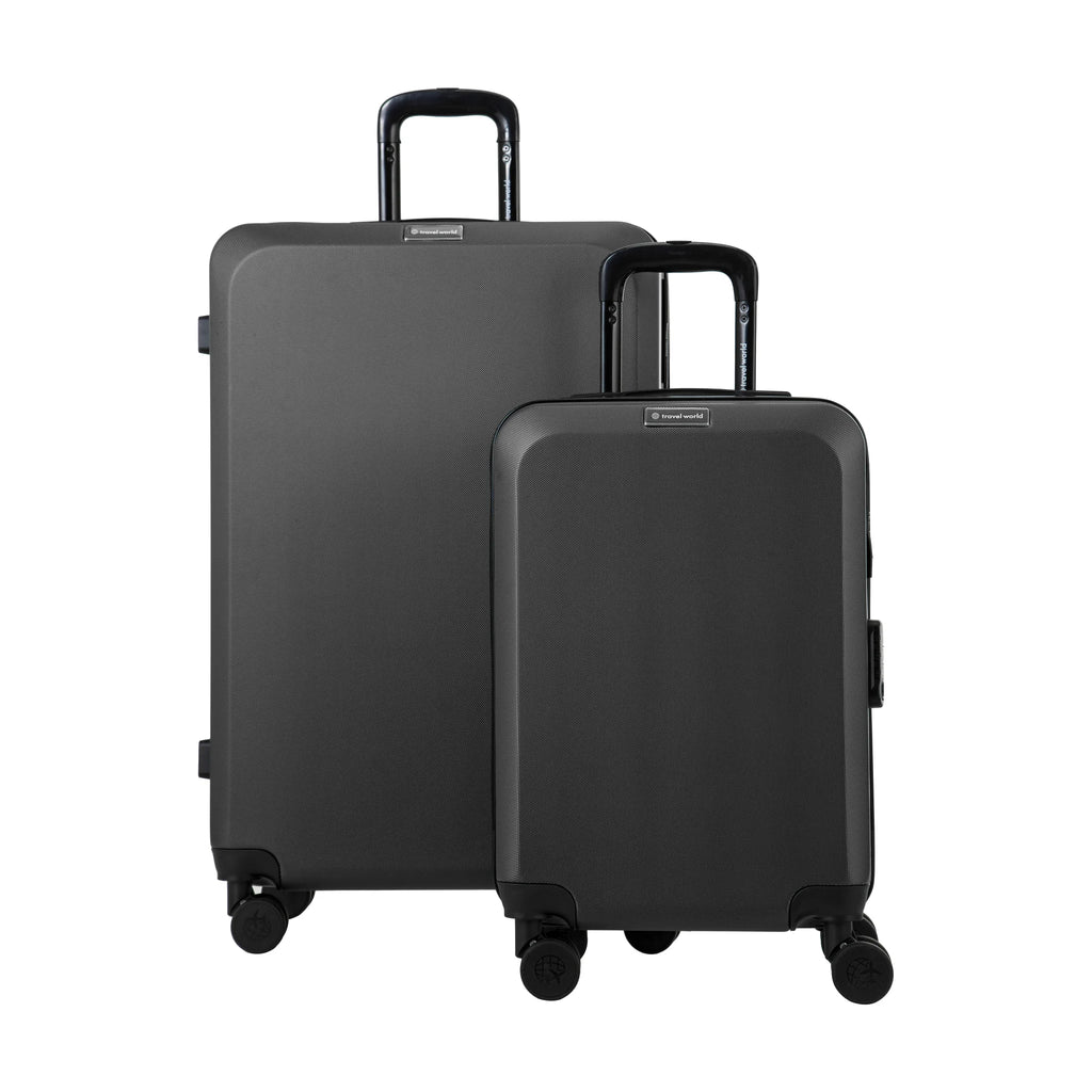 Set de 2 valises Travel World ACA Gris foncé, vue de trois quarts du lot