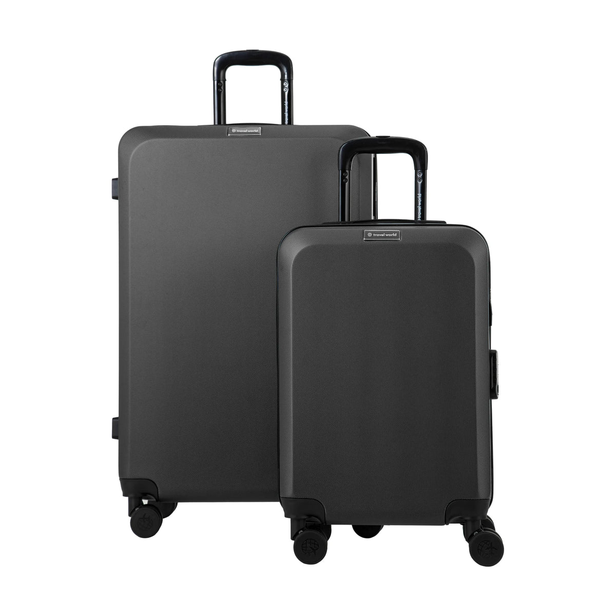 Set de 2 valises Travel World ACA Gris foncé, vue de trois quarts du lot