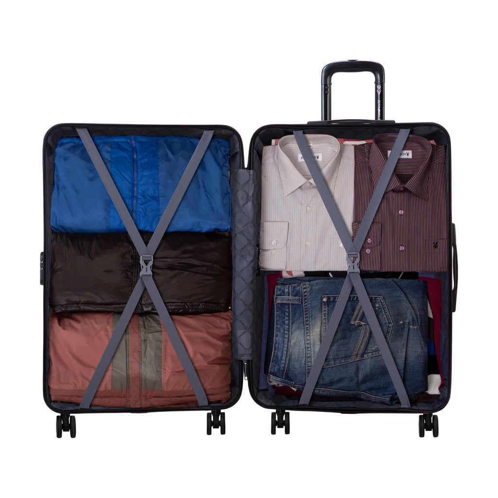 Set de 2 valises Travel World ACA Gris foncé, valise M ouverte, intérieur