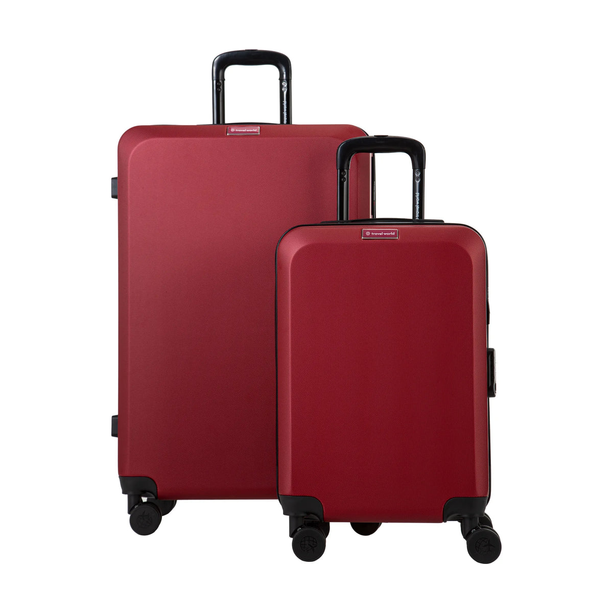 Set de 2 valises Travel World ACA Rouge foncé, vue de trois quarts du lot