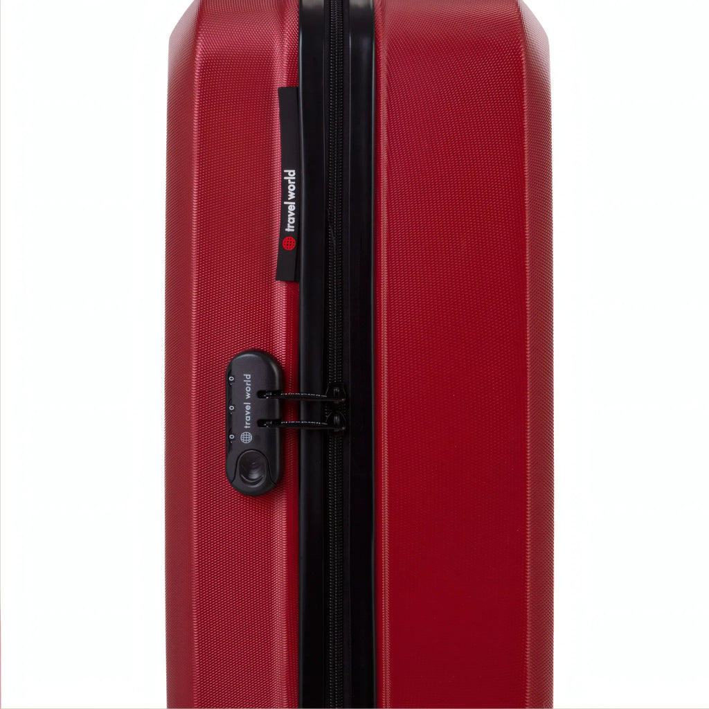 Set de 2 valises Travel World ACA Rouge foncé, détail cadenas à combinaison